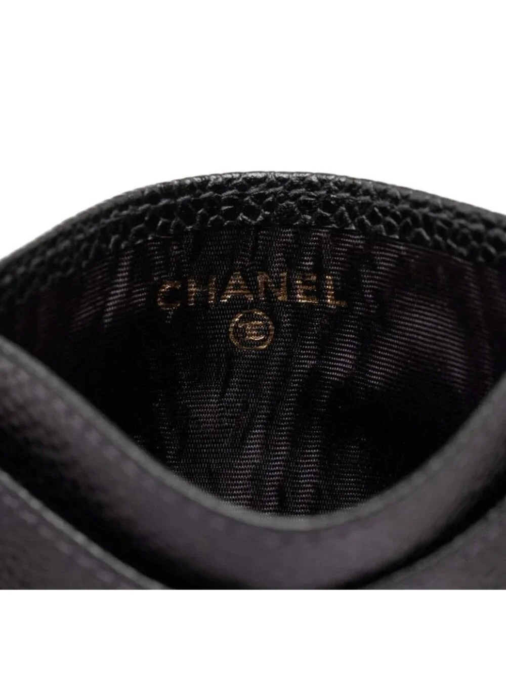 Chanel CC Logo Card Case Black Caviar Leather